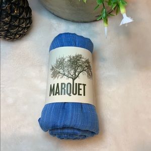 Indigo colored cotton and silk hand woven shawl.